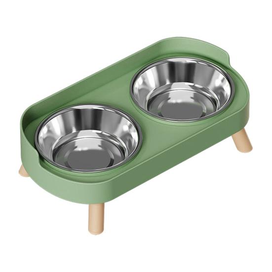 Nostalgie Elevated Cat Bowl, Dual 13.53oz Stainless Steel Bowls, Non Spill Bowl with Raised Stand, Pet Food And Water Set for Indoor Cats
