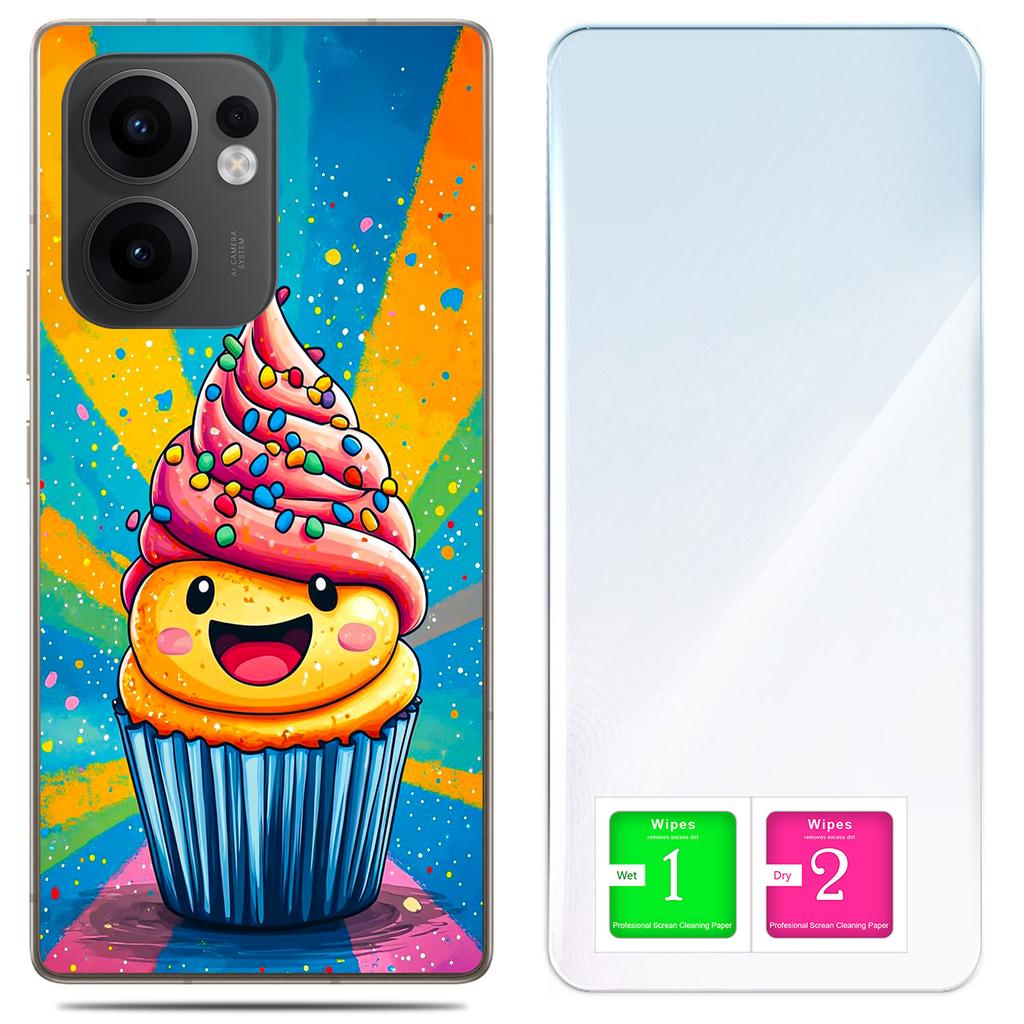 Etui Do Oppo Reno 13F 5G / 13 Fs 5G Obudowa Foto Case Plecki Cake Szkło 9H