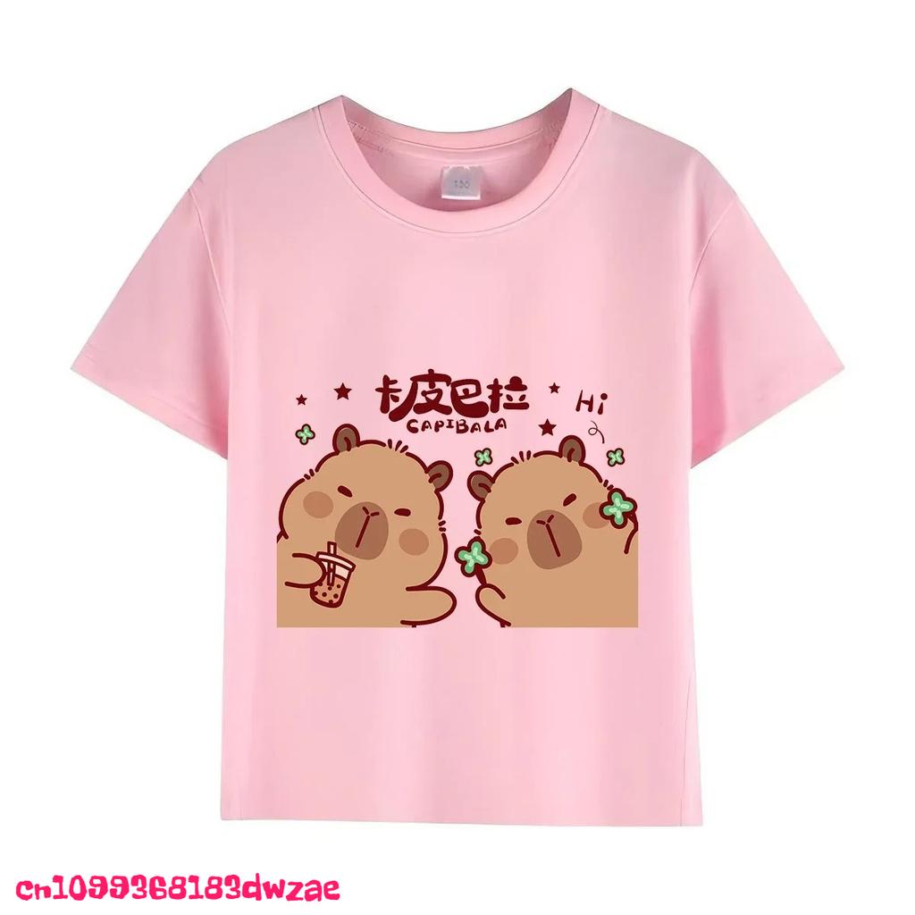 Summer Trend Capybara Printing Cute Children's Short-Sleeved T-Shirt Cute Comfortable Versatile Boy and Girl T-Shirt