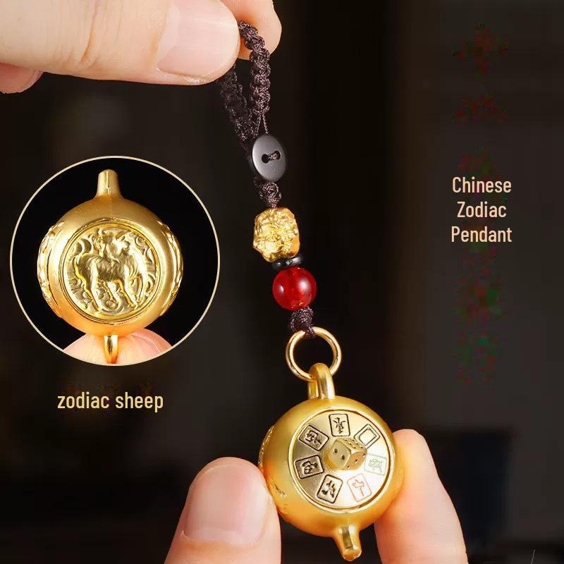 Drehendes Glück Chinesisches Tierkreiszeichen Teekanne Schlüsselanhänger Anhänger