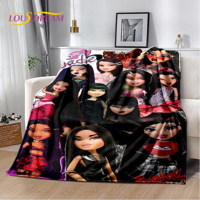 Cartoon Bratz Doll Girls 3D Printed Soft Blankets,Keep Warm Throw Blanket Comfortable Blanket for Picnic Beds Sofa Home Bedroom