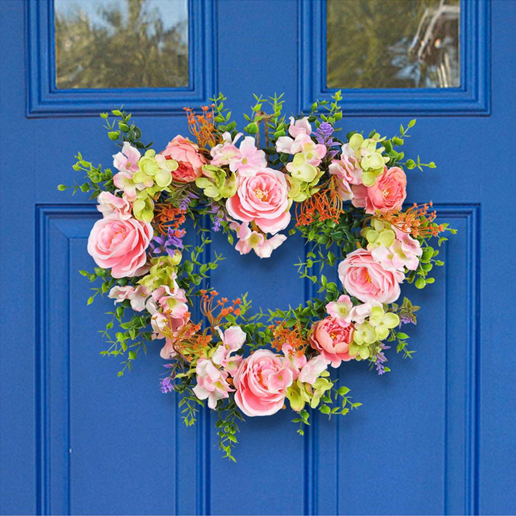 Valentine Day Love Garland Spring Summer Wreath Heart Shaped Garland Wreath Artificial Spring Wreath for Wall Wedding