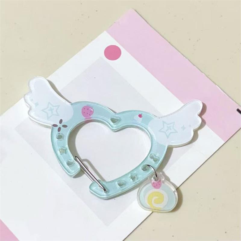 

Карабин в форме сердца с крыльями, альпинистская пряжка, акриловый брелок конфетного цвета, подвески, многоцелевое кольцо для ключей, крючок для подвешивания на сумку зелёный