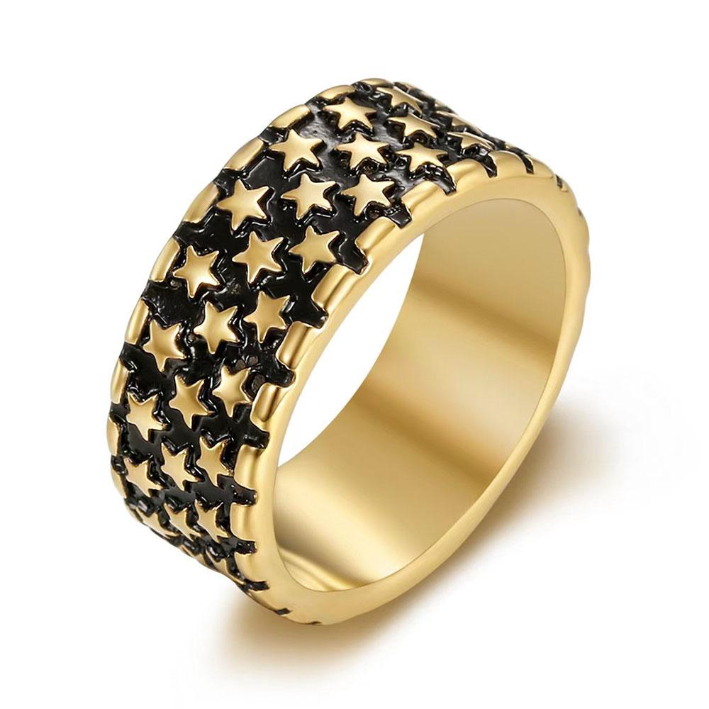 

Hip-hop Street Style Five-pointed Star Ring Retro Trendy Men s Punk Stainless Steel Star Ring Personality Jewelry 7 золотой