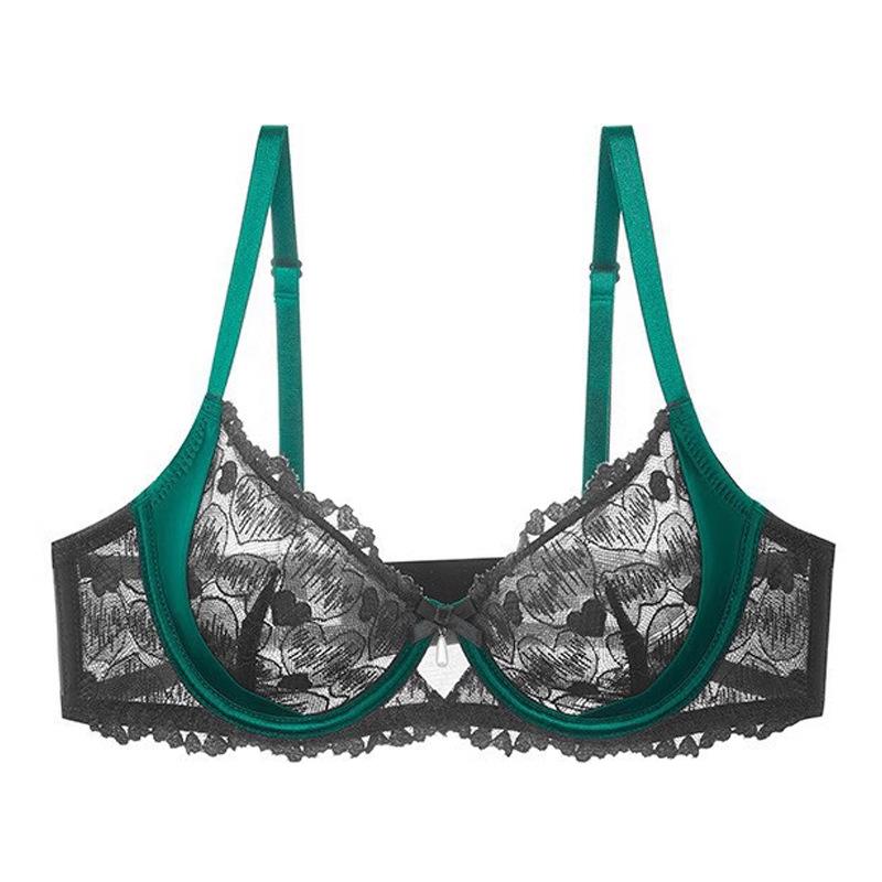

Women s Summer Thin Sexy Lace on Support Prevent Sagging Breathable Big Chest Show Small Underwear 32/70BCD чёрный