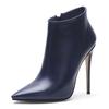 New European And American Style Pointed Thin Heel Print Super High Heels Short Boots Sexy Side Zipper Women's Bare Boots