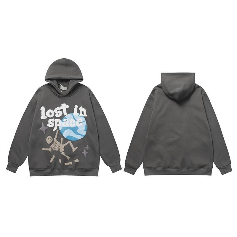 Mens Oversized Hoodie With Retro Moon Print Streetwear Sweatshirt Winter