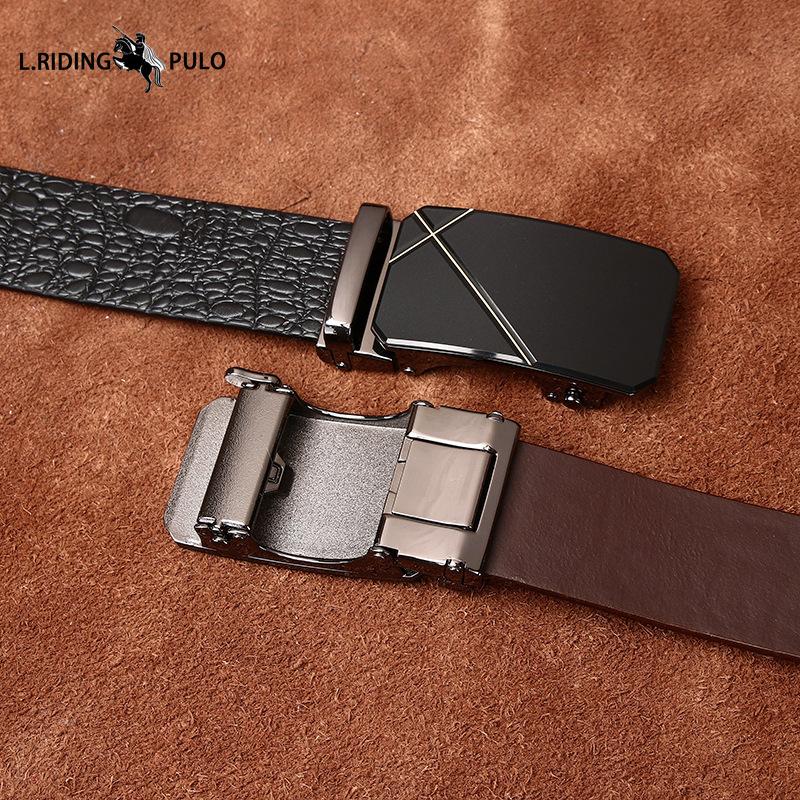 Vegetable Tanned Leather Cowhide Men's Belt Genuine Leather Automatic Buckle Belt Business Belt