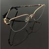 Classic Luxury Half Rim Metal Golden Black Finish Eyeglass Frame Cart-Metal JL166605724963