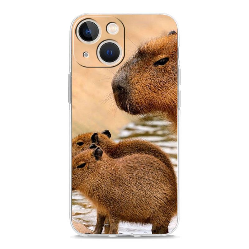 Cute Capybara Luxury Transparent Phone Case For iPhone 15 16 14 13 12 11 Pro Max XS X XR SE 7 8 Plus Clear Lens Protect Cover