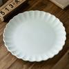 Simple Solid Color Flower-Shaped Frilly Plate High-Value Western Food Plate Ceramic Large Plate Household Round Plate Tableware Plate
