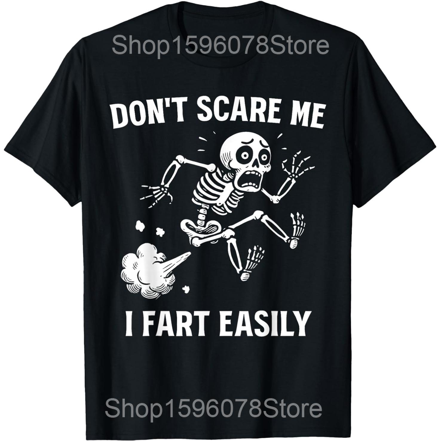 Не пугай меня, я легко пукаю Смешные Саркастичные Юмор Шутка Футболки Мужские Хлопок Юмористическая Футболка С коротким рукавом Унисекс Свободная Одежда S