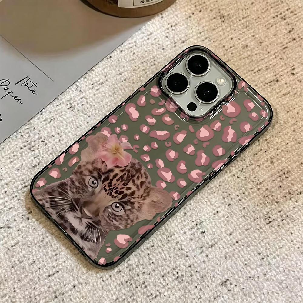 For Iphone 16 Pro Max Case Pink Leopard Leopard Silicone Cover For Iphone Air 17 Plus 11 Air 12 14 15 13 Soft Cover Funda
