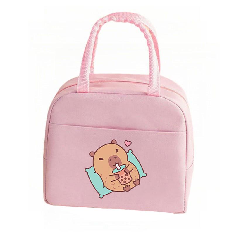 Cartoon Cute Capybara Print Insulated Lunch Bags  Portable Thermal Lunch Tote Bags Picnic Food Preservation Lunch Box Bag