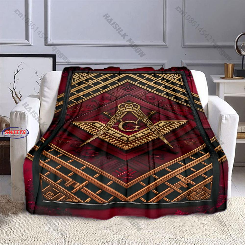 Large Size Lightweight Classic M-Freemas0nry Print Blanket Super Soft Cozy Home Bed Sofa Office Camping Shawl Blanket Great Gift