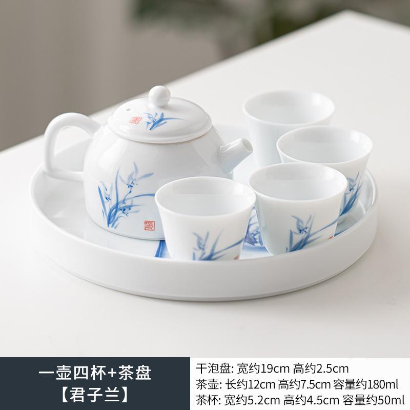 Ręcznie malowany Dehua Biała Porcelana Zestaw do Herbaty Kompletny Zestaw Taca do Herbaty Zestaw do Ceremonii Herbacianej Czajnik i Zestaw Filiżanek do Herbaty Przedmioty do Herbaty Kung Fu Rzemiosło