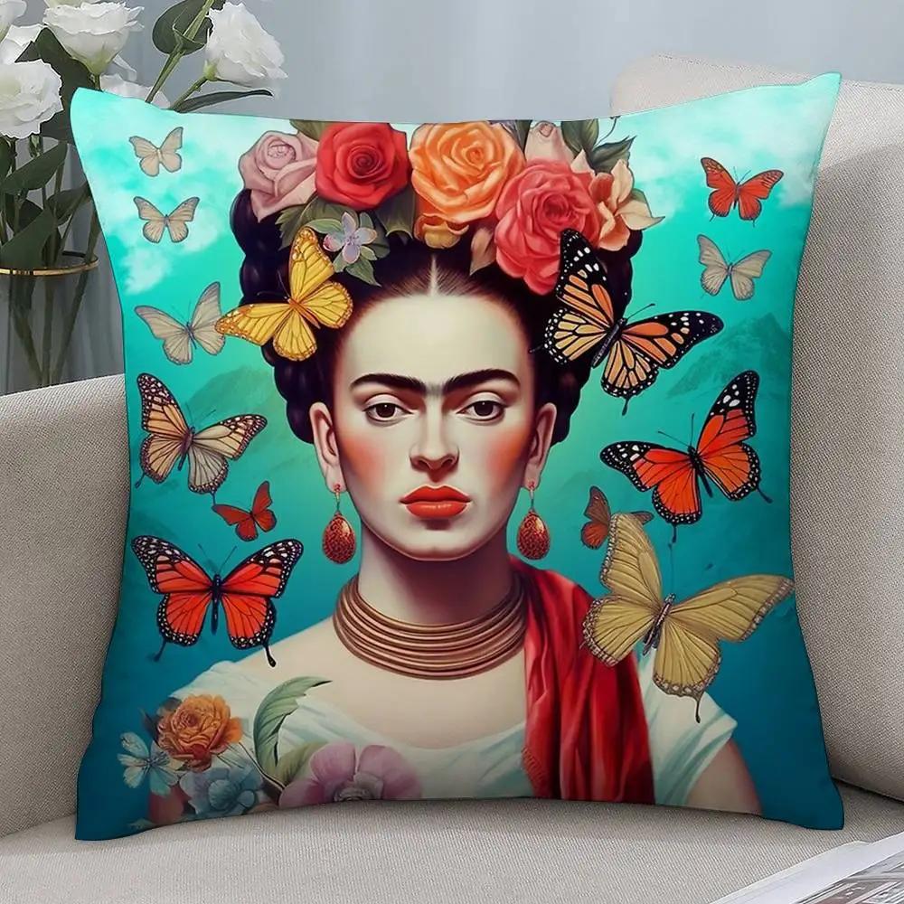 F-Φρίντα Κ-Κάλο Θήκη Μαξιλαριού Τέχνης Κοντό βελούδο Διπλής όψης Εκτύπωση Τετράγωνες Καλύμματα Μαξιλαριών Σαλονιού Διακόσμηση Μαξιλαριού Σπιτιού