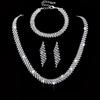 3pcs Bridal Jewelry Set Copper Plated Rhinestone Fold Clutch Bracelet Tassel Earrings Wedding Jewelry Gift Trendy Style-3