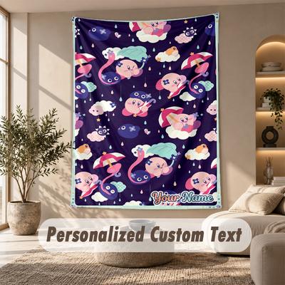 Kirby Tapestry, Personalized Custom Text, Wall Hanging Tapestry For Living Room Home Wall Decor