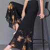 Pantaloni Estivi da Donna a Doppio Strato in Chiffon Stampato a Gamba Larga a Vita Alta Ampi da Ballo Swing Pantaloni Gonna Cadente