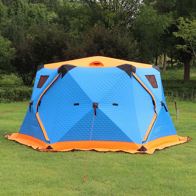 Hexagonal Cotton Ice Fishing Tent - Thickened, No Assembly Needed