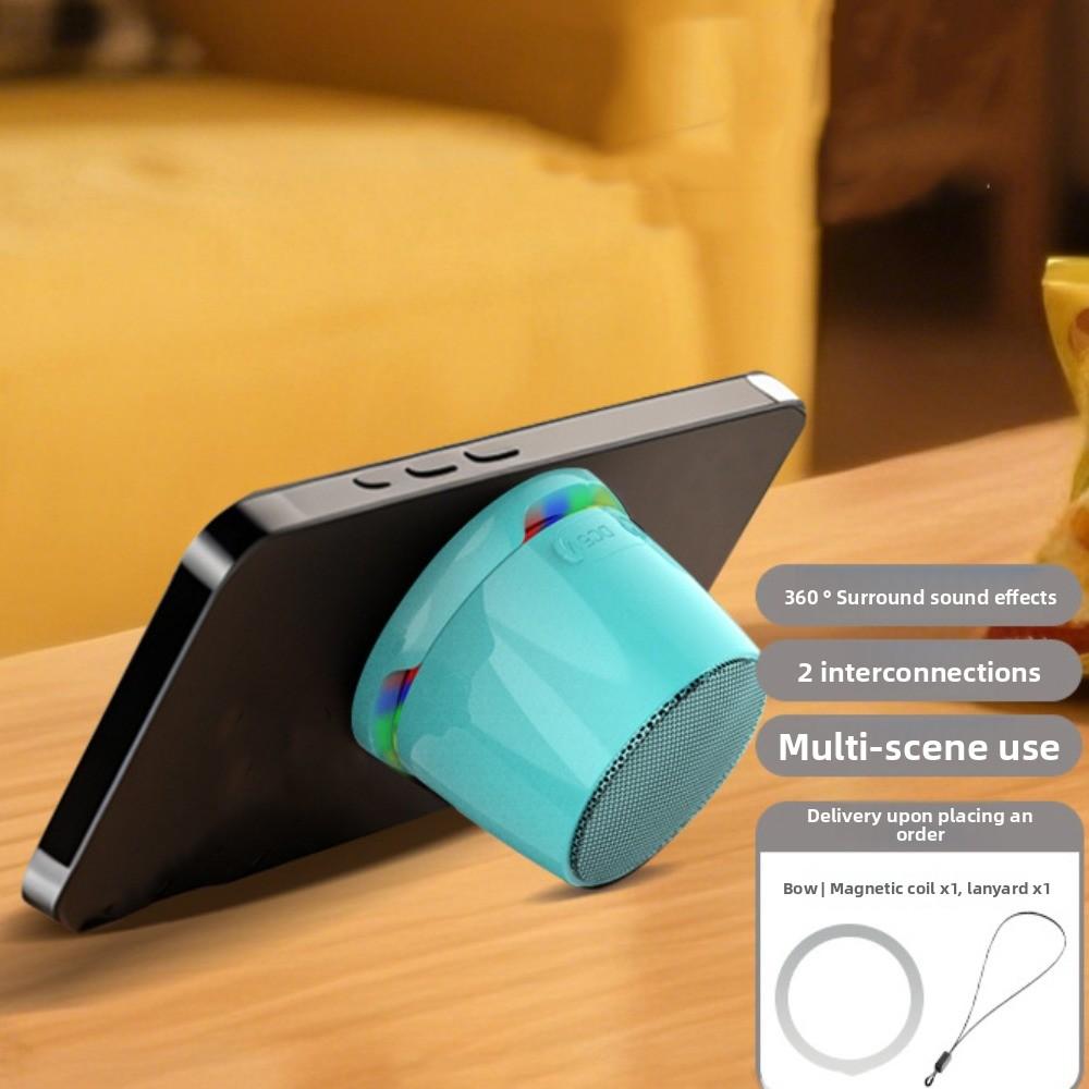 Deep Bass Magnetic Mini Speaker Anti Lost Portable Sound Box RGB Light Speaker  Phone Stand