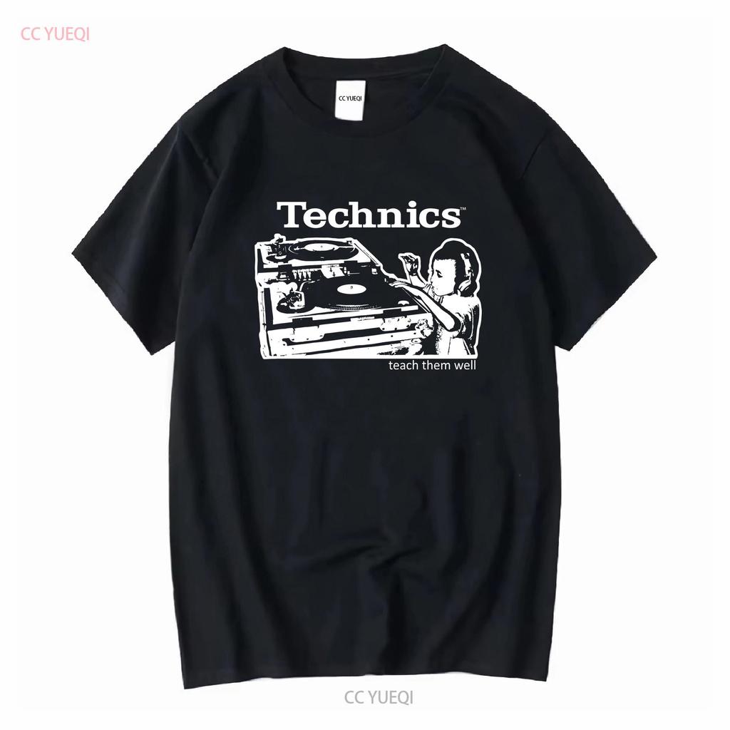 Technics Turntable Teach Them Well DJ T Shirt XL Vintage Washed Slightly Soft Unisex Stretched Homme Breathable Streetwear