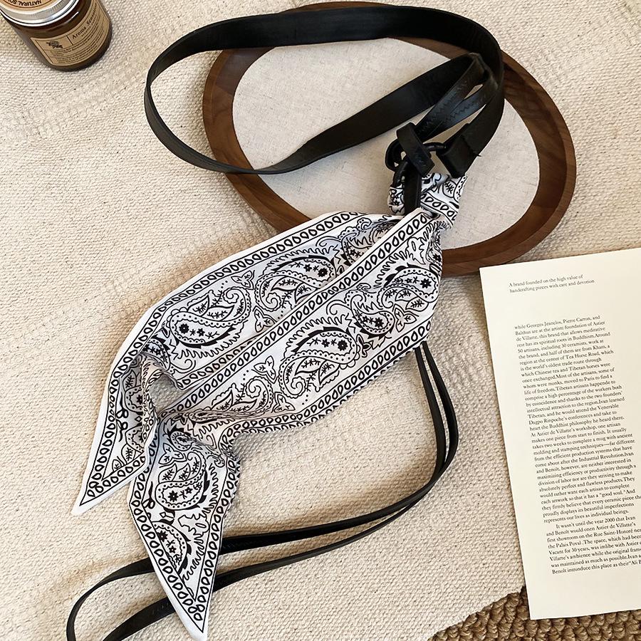 Korean Silk Scarf with Wooden Beads: Trendy, Versatile Waist Chain & Belt for Women