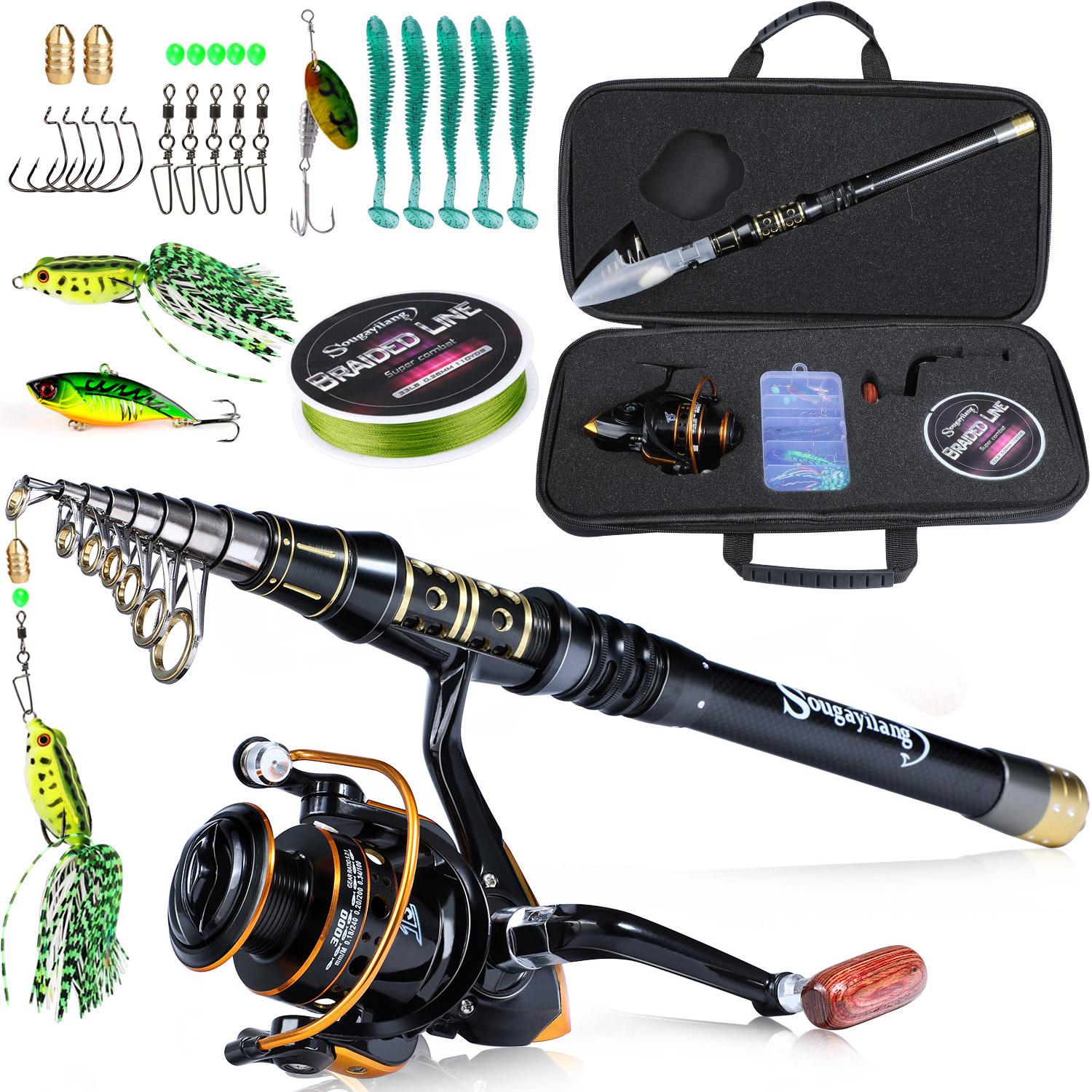 

Sougayilang 1,8-3,0 м набор катушек для удочки, телескопическая удочка, спиннинговая катушка, рыболовные приманки, крючки, леска 1.5 M and Series 3000