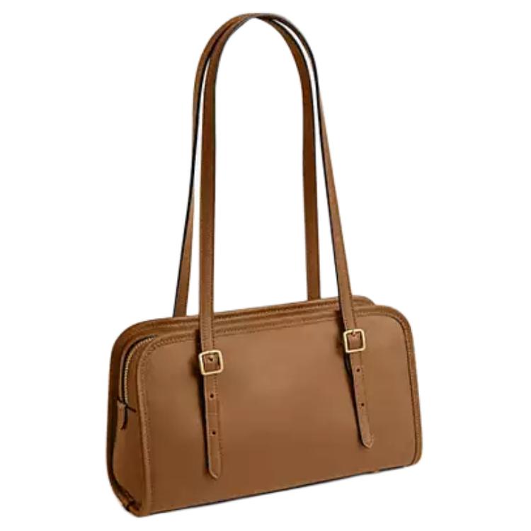 Coach Swing Zip 25 Fashion Classic Solid Color Leather Shoulder Bag Medium Women Shoulder Bag Honey-Brown CM565-B4T7J