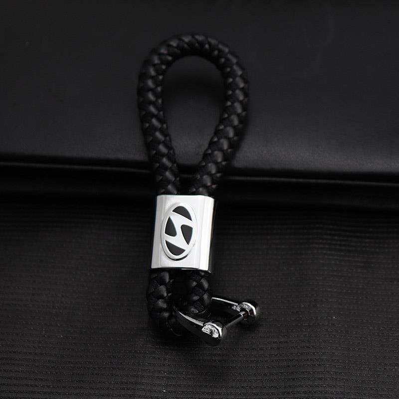 Buy 1PC Hand Woven Leather Car KeyChain Key Ring Detachable Metal ...
