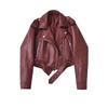 Giacca da Donna Bicolore Distressed in Ecopelle PU con Revers, Taglio Ampio, Stile Europeo e Americano, 2025