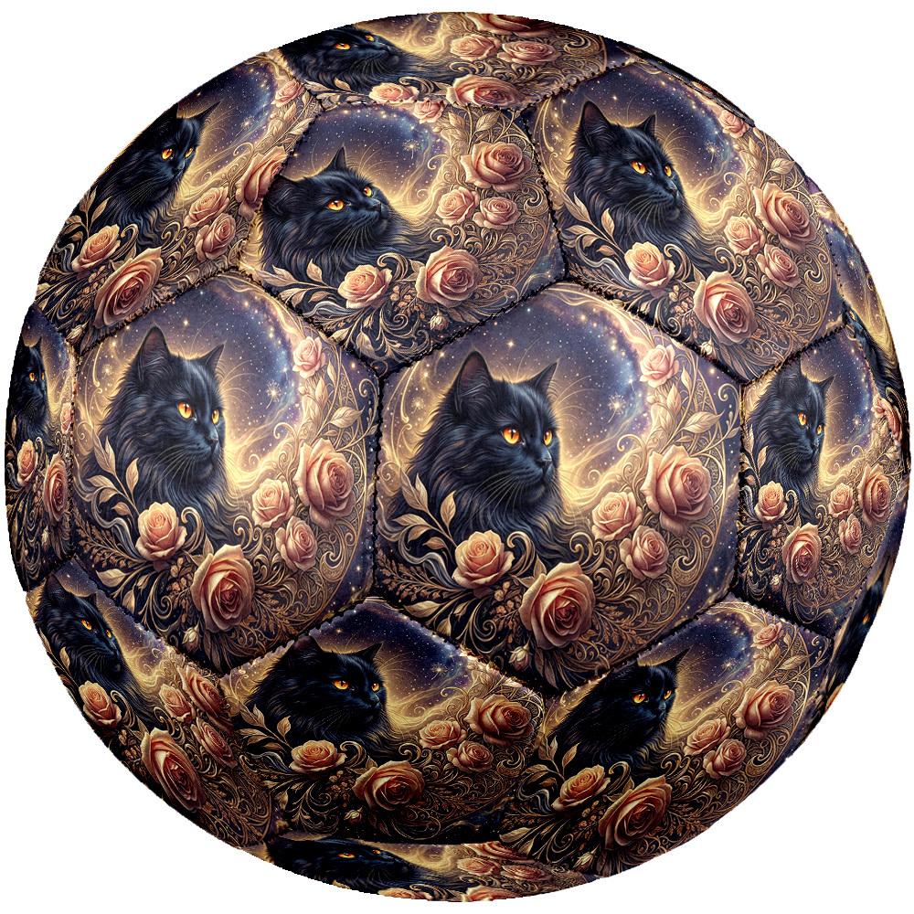 1pc Black Cat Roses Durable Size 5 Soccer Ball Professional Match Training Football Indoor &Outdoor Sports Ball P60170
