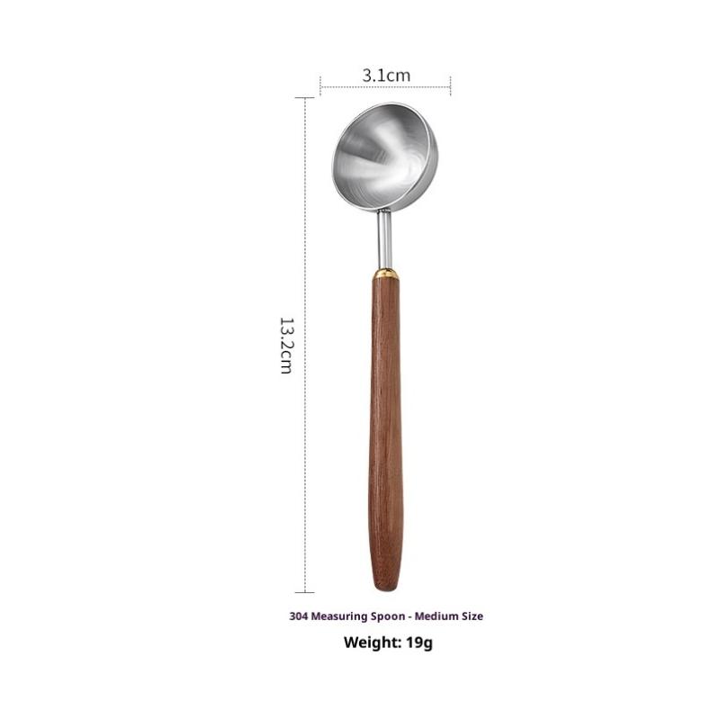 Wooden Handle Stainless Steel Coffee Scoop Tablespoon Measuring Spoon Walnut Wood Long Handle Coffee Spoons For Bar Kitchen