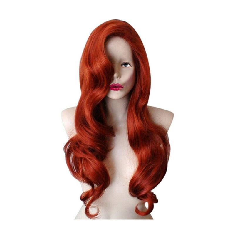 Red Retro Curls Long Wig For Women Cosplay Party Halloween Costume