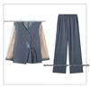 Mom's Summer Slimming Top & Elegant Wide-Leg Pants Set for Middle-Aged Women