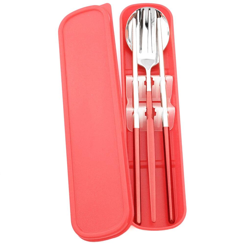 Western Dinnerware Set Travel Camping Cutlery Set Fork Spoon Chopsticks Tableware With Portable Box Stainless Steel Flatware Set