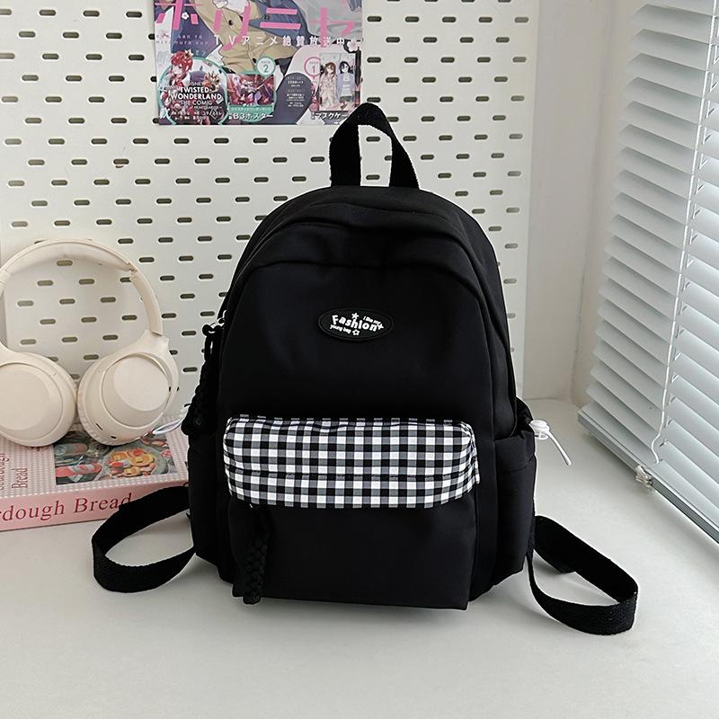 Fresh and Sweet Candy-colored Plaid Backpack for Junior High School Students, Casual and Light Shopping Backpack.