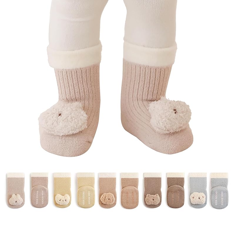 

[HAYAHARU] baby socks Warm and cold protection baby socks cute newborn socks cotton soft With anti-slip autumn winter Thick kids socks kids socks room