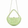 Nuova Borsa a Mano Semicircolare in Acrilico Perlescente con Perline per Donna Stile Vintage Quadrata Pochette da Sera