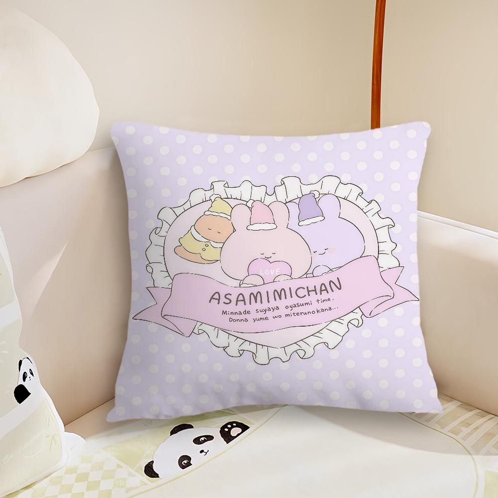 Cartoon AAsamimichan Cute Bunny cushion cover Plush Fabric Soft Double Sided Print Sofa Cushion Cover Throw Pillow Covers