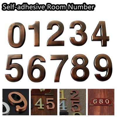 1 PC 3D ABS Plastic Bronze Self-adhesive Digits Sticker Door Plates Address Sign Room Number