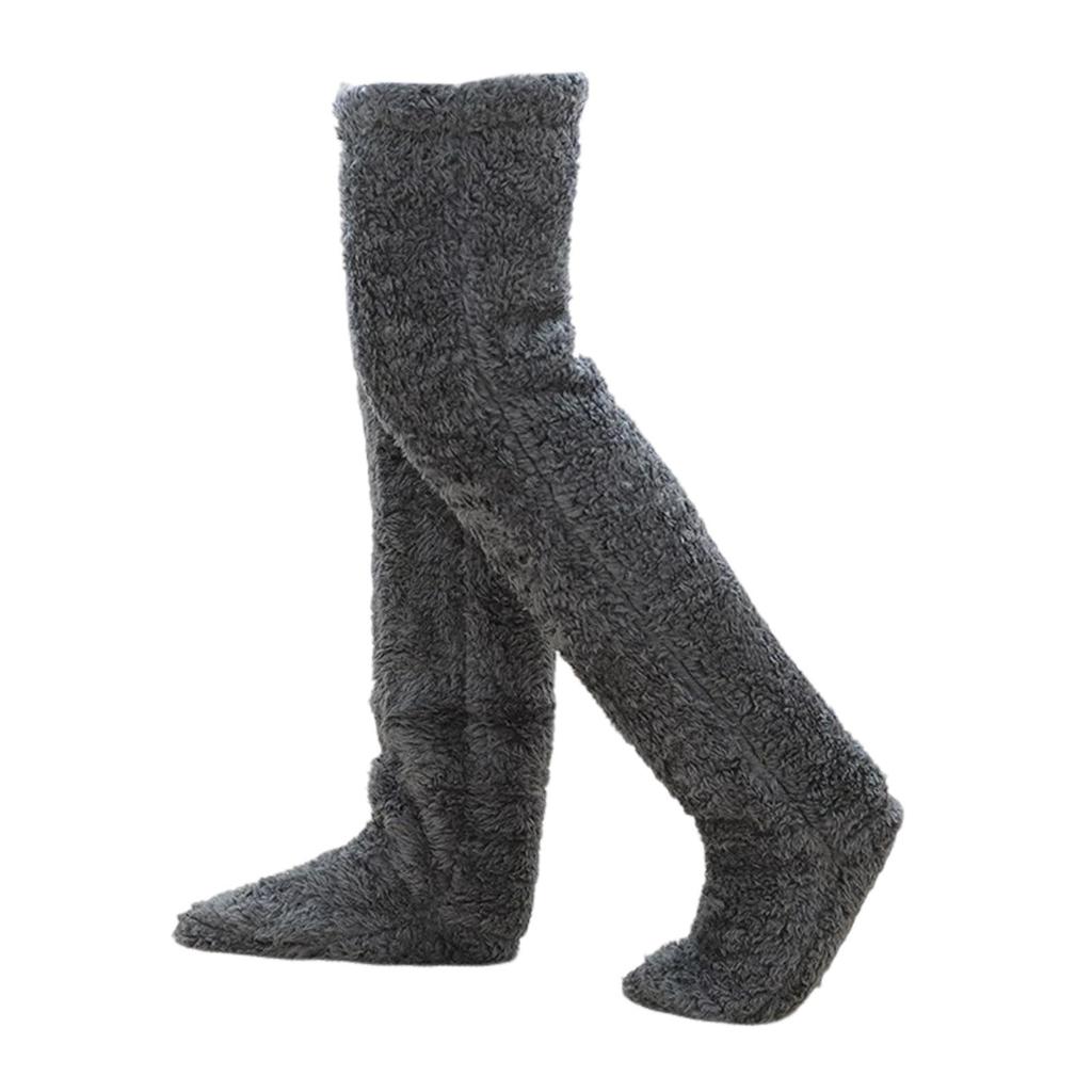 Leg Warmers Long Fuzzy Over Knee Socks Thigh High Stockings Boot Cuffs Open Toe Footless Non Slip