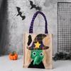 Kindergarten Activity Bags Halloween Candy with Handles, Non Woven Trick or Treat Totes Reusable Linen Sacks for Kids, Black Cat Pumpkin Ghost Goodie
