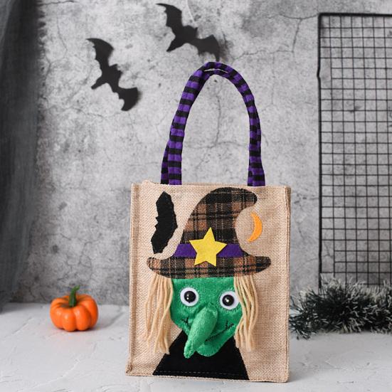 Kindergarten Activity Bags Halloween Candy with Handles, Non Woven Trick or Treat Totes Reusable Linen Sacks for Kids, Black Cat Pumpkin Ghost Goodie