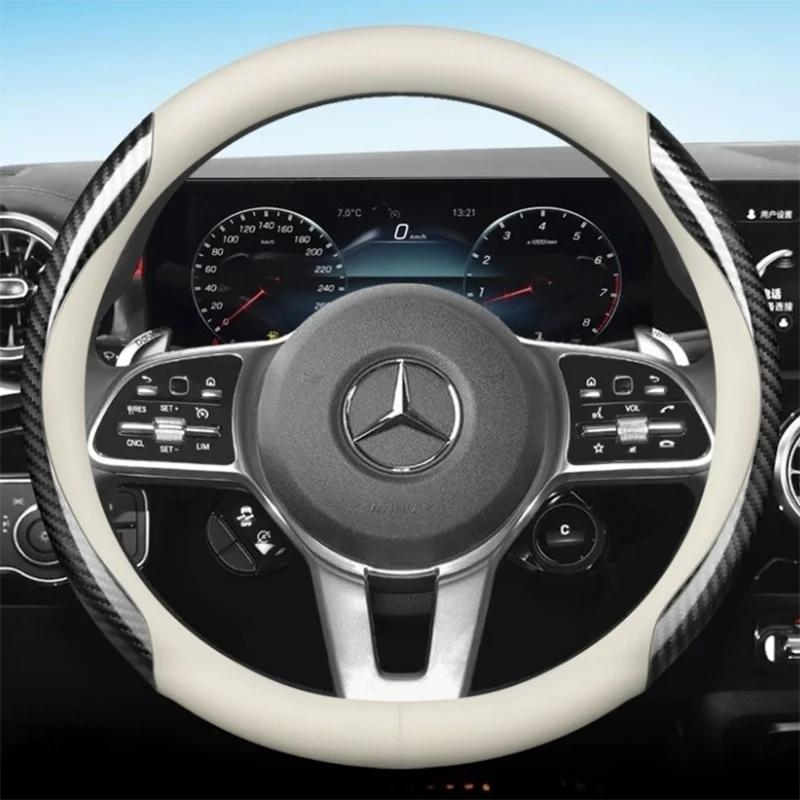 CQM1 Leather Car Steering Wheel Cover for Mercedes Benz E53 E63 S580e S680 CLA250 CLA35 CLA45 CLE53 GT53 GT63 GT55 A35 Accessories