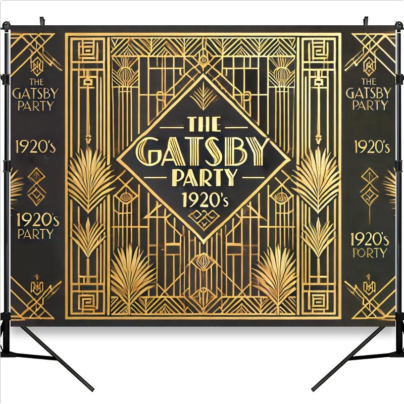 Gatsby Style Photography Background Fabric of the 1920s - Golden Art Deco Style, Polyester Material