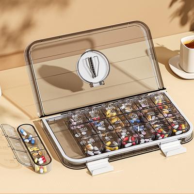 Large Capacity Pill Cutter Box Three Times Day Seven Days Week Drug Dispensing Case Waterproof Dustproof Portable Medicine Box
