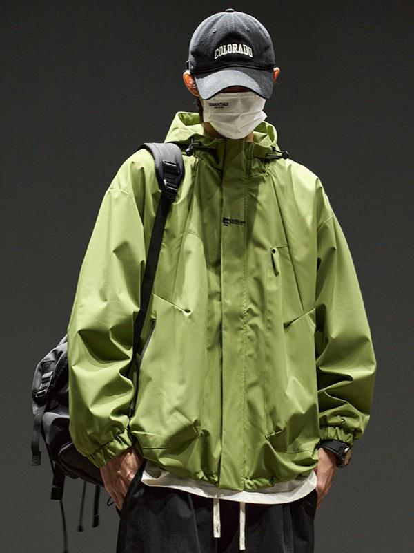 Men's Oversized Retro Solid Color Hooded Jacket - Trendy, Functional, and Unisex