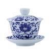Dehua Blue and White Porcelain Ceramic Gaiwan Household Kung Fu Three Talents Single Serving Bowl Tea Cup Manufactu